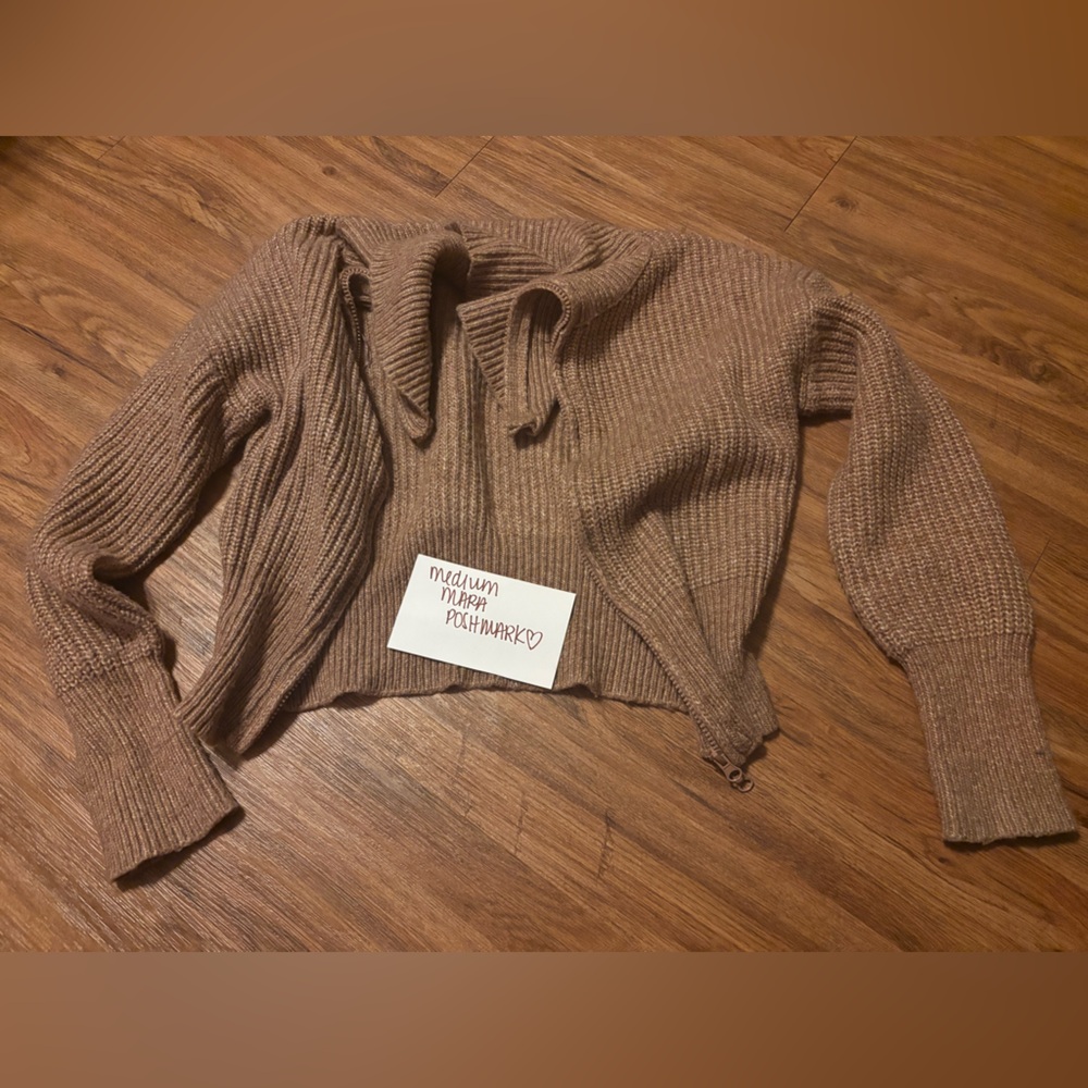 Cozy Brown Knit Full Zip Cardigan/jacket